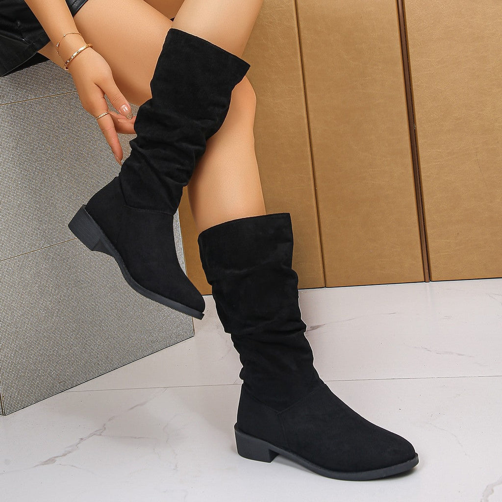 Chic Slouchy Ankle Boots for Women with Rounded Toe - 4 - Stylewhipped