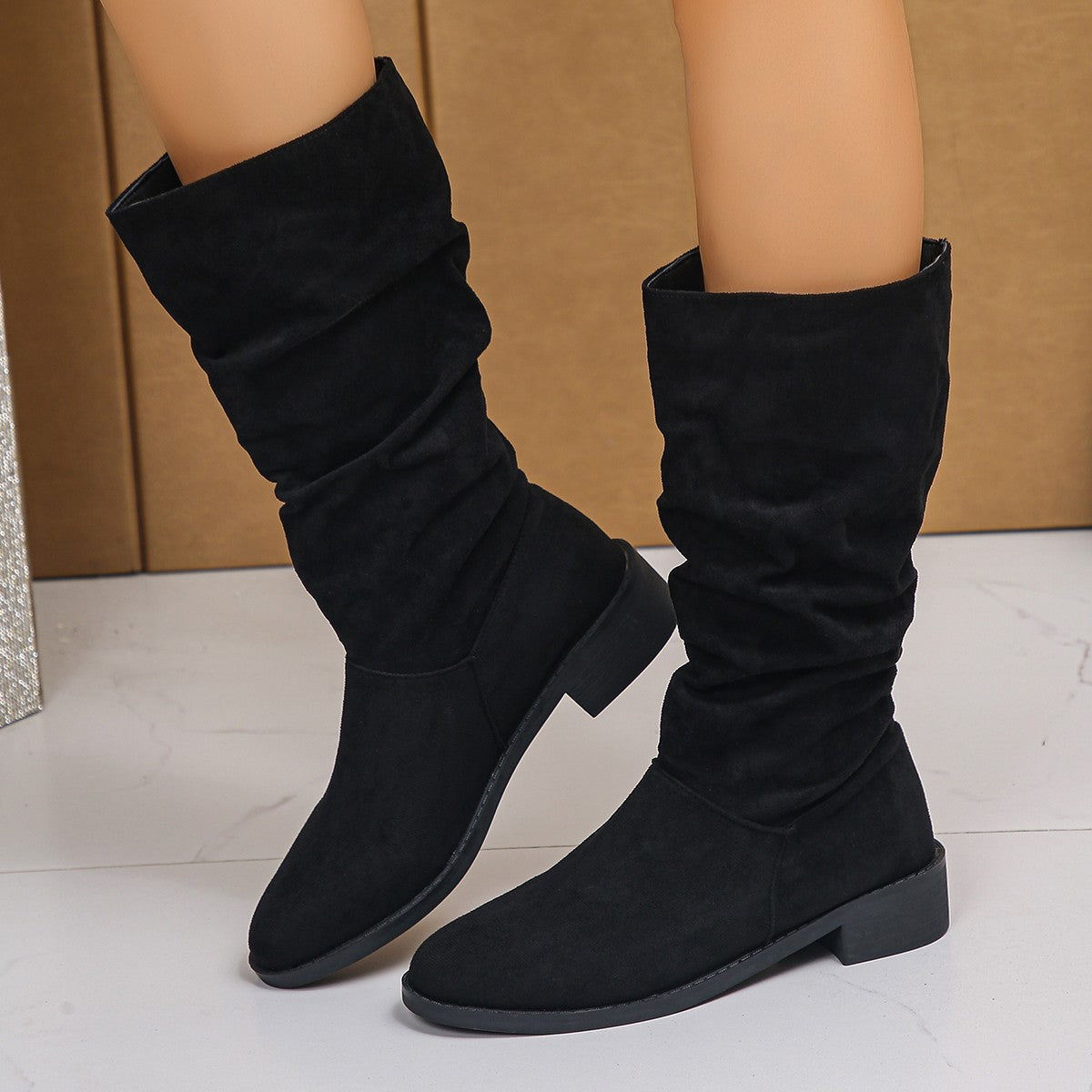 Chic Slouchy Ankle Boots for Women with Rounded Toe - 7 - Stylewhipped