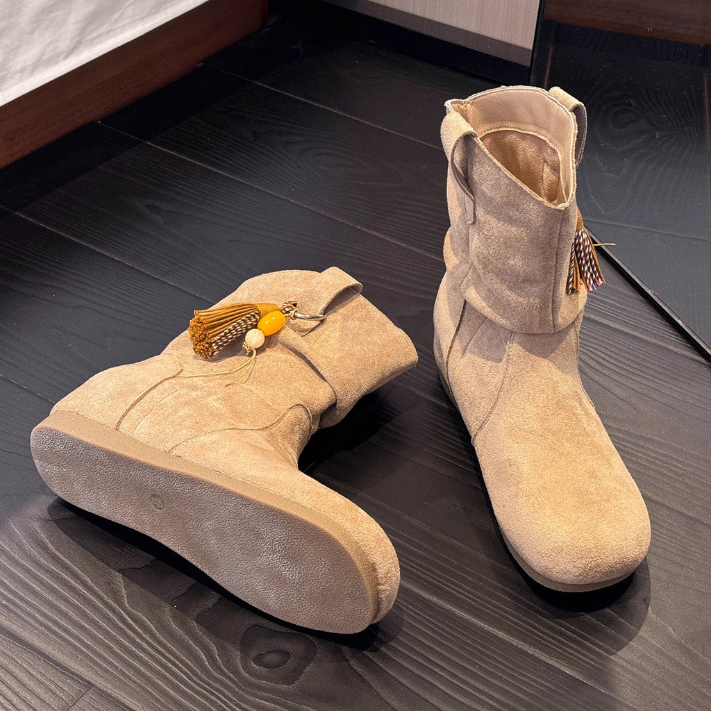 Women's Ankle Boots Featuring Stylish Tassel Detail - 6 - Stylewhipped