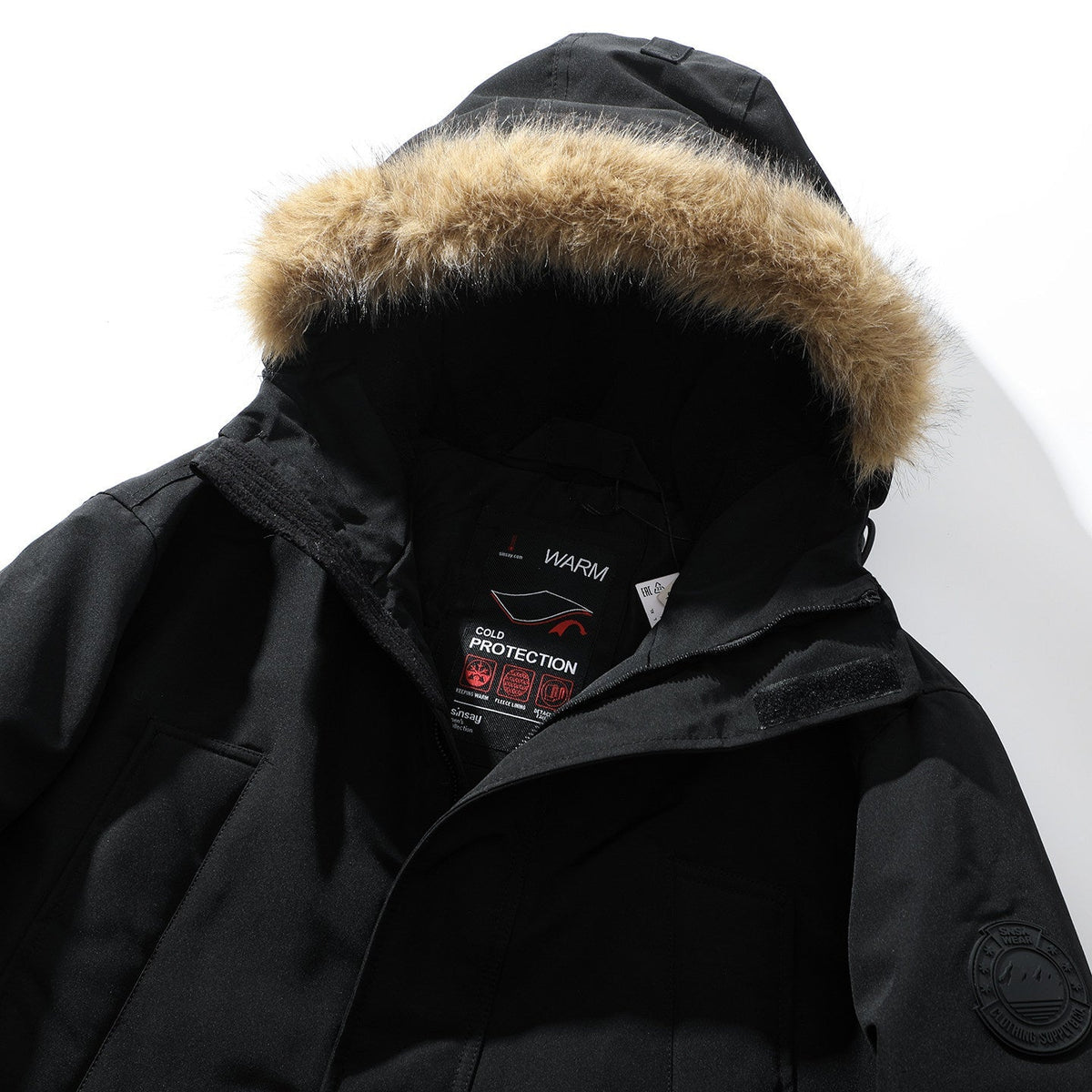 Winter Men's Coat with Hood and Faux Fur Trim - 3 - Stylewhipped