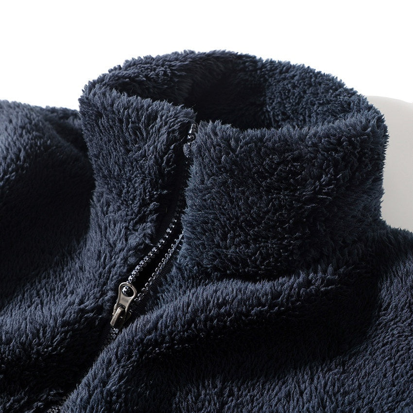 High Collar Zip-Up Fleece Jacket for Men - 1 - Stylewhipped