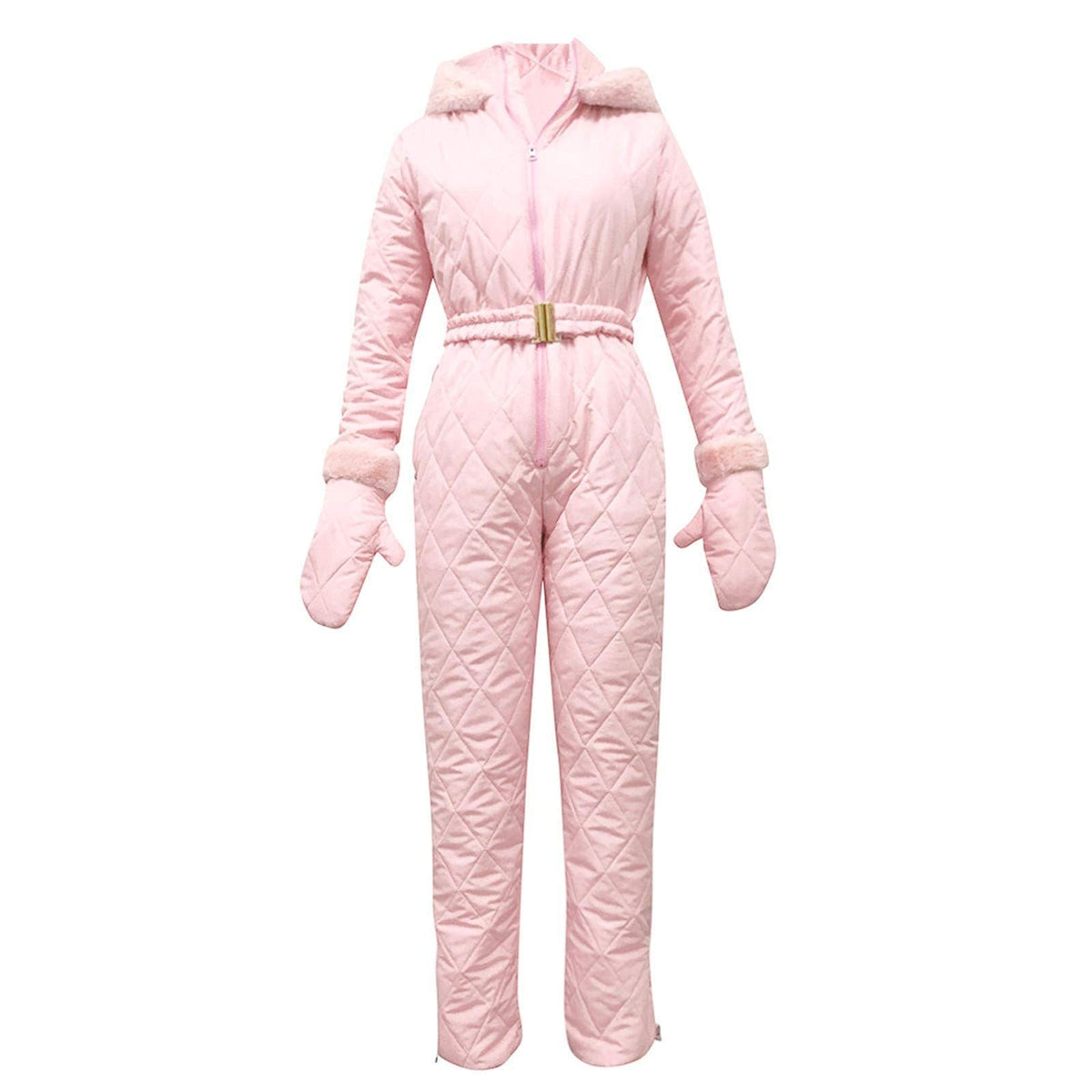 Chic Women's Jumpsuit with Elegant Faux Fur Collar - 6 - Stylewhipped