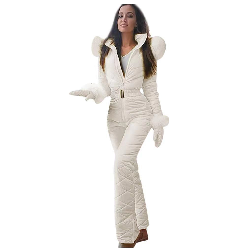 Chic Women's Jumpsuit with Elegant Faux Fur Collar - 7 - Stylewhipped