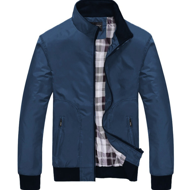 Men's Sporty Jacket with Zip and Stand Collar - 1 - Stylewhipped