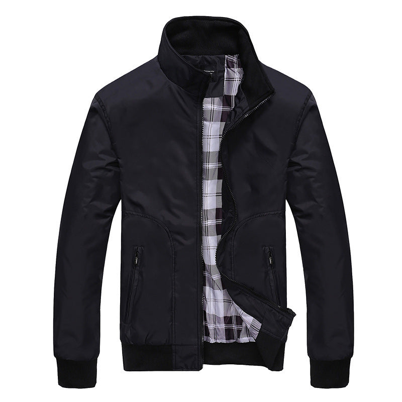 Men's Sporty Jacket with Zip and Stand Collar - 2 - Stylewhipped