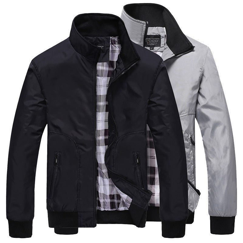 Men's Sporty Jacket with Zip and Stand Collar - 4 - Stylewhipped