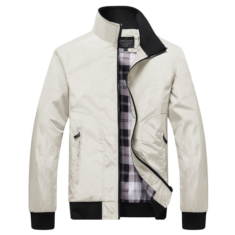 Men's Sporty Jacket with Zip and Stand Collar - 7 - Stylewhipped