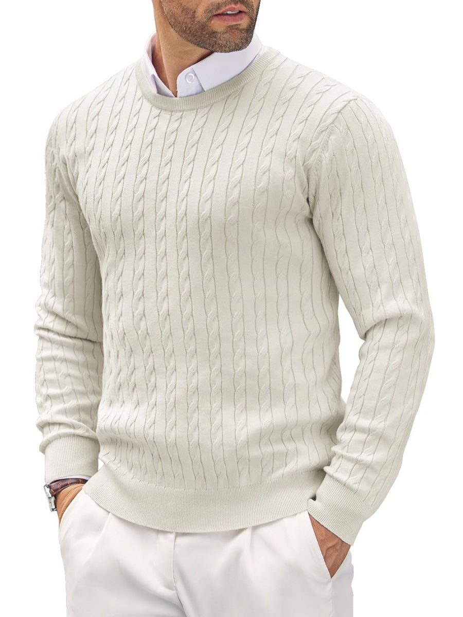 Men's Tailored Pullover with Intricate Cable Knit Design - 1 - Stylewhipped