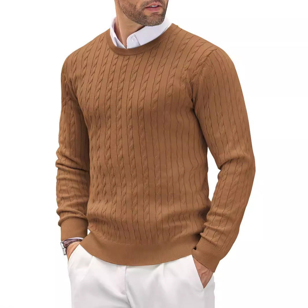 Men's Tailored Pullover with Intricate Cable Knit Design - 2 - Stylewhipped