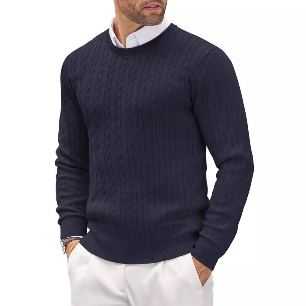 Men's Tailored Pullover with Intricate Cable Knit Design - 7 - Stylewhipped