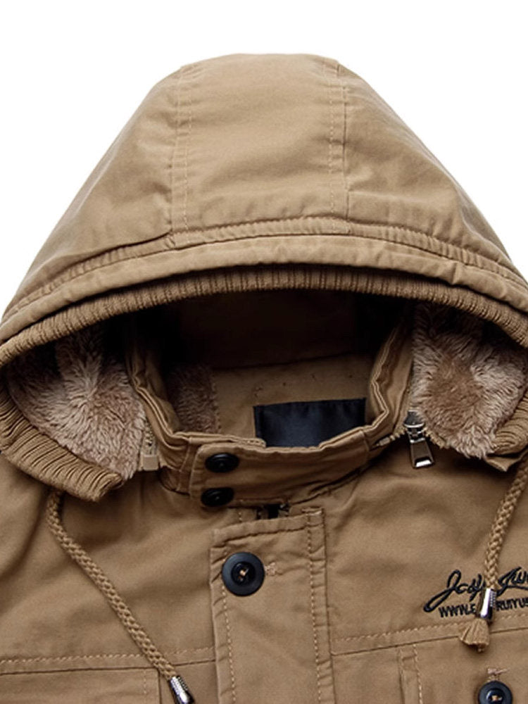Men's Windproof Jacket with Detachable Hood for Versatile Style - 8 - Stylewhipped