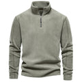 Men's Casual Long Sleeve Jumper with Zip-Up Stand Collar - 1 - Stylewhipped