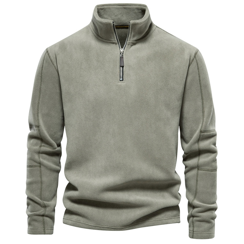 Men's Casual Long Sleeve Jumper with Zip-Up Stand Collar - 1 - Stylewhipped