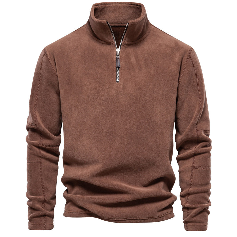Men's Casual Long Sleeve Jumper with Zip-Up Stand Collar - 2 - Stylewhipped