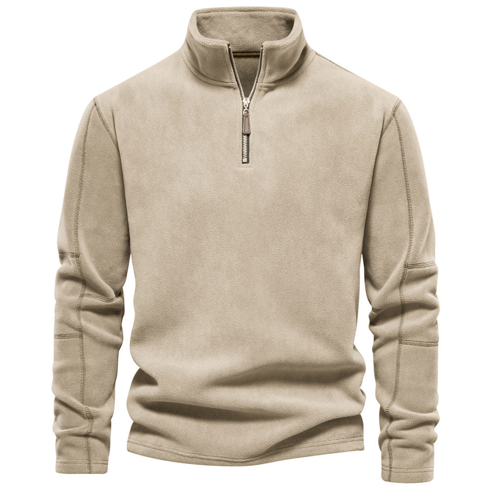 Men's Casual Long Sleeve Jumper with Zip-Up Stand Collar - 3 - Stylewhipped