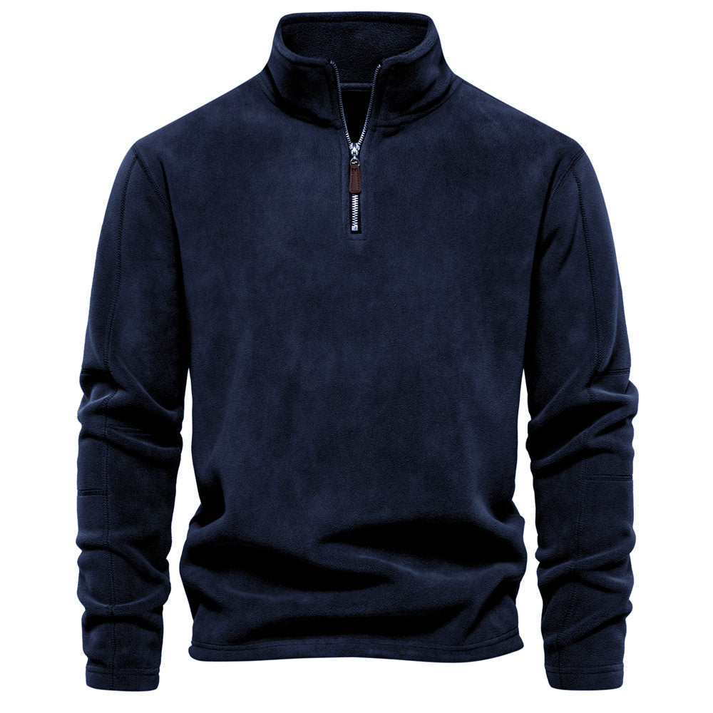 Men's Casual Long Sleeve Jumper with Zip-Up Stand Collar - 4 - Stylewhipped