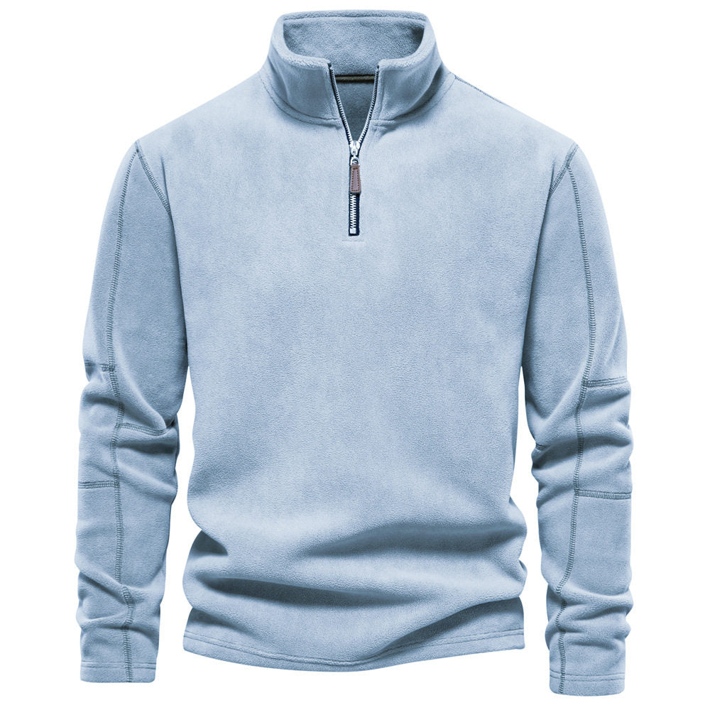 Men's Casual Long Sleeve Jumper with Zip-Up Stand Collar - 5 - Stylewhipped
