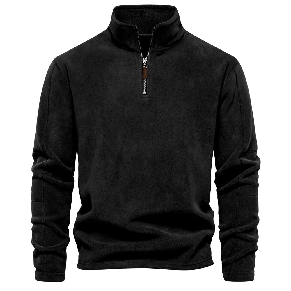 Men's Casual Long Sleeve Jumper with Zip-Up Stand Collar - 6 - Stylewhipped