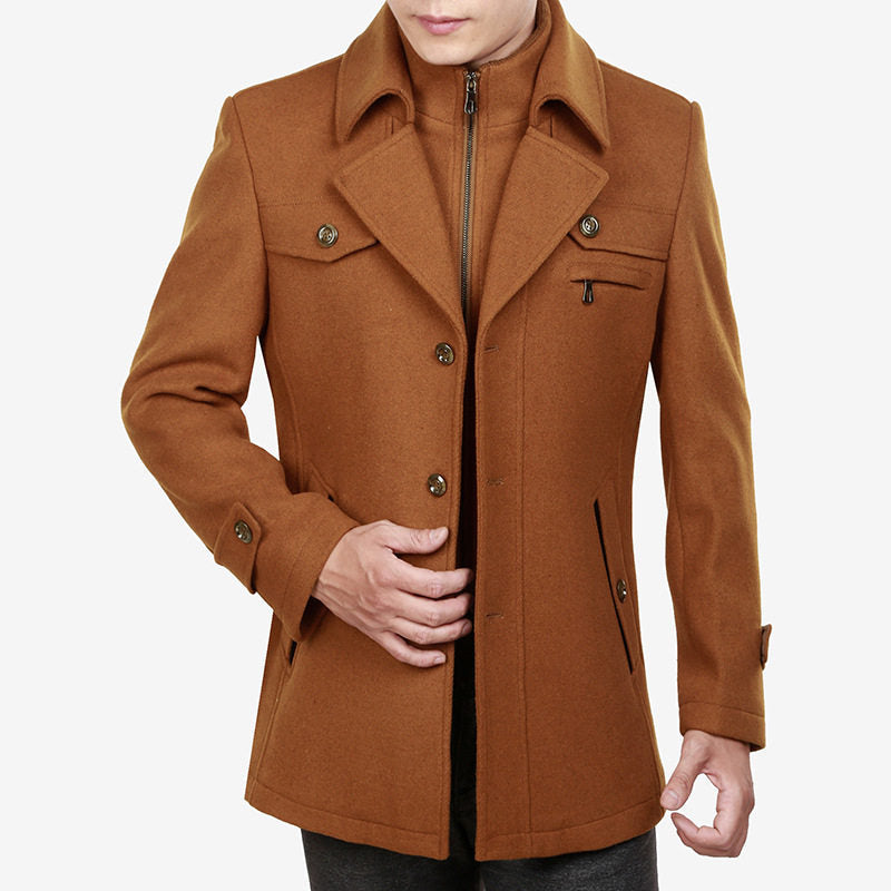Men's Classic Double-Breasted Overcoat with Relaxed Fit - 1 - Stylewhipped