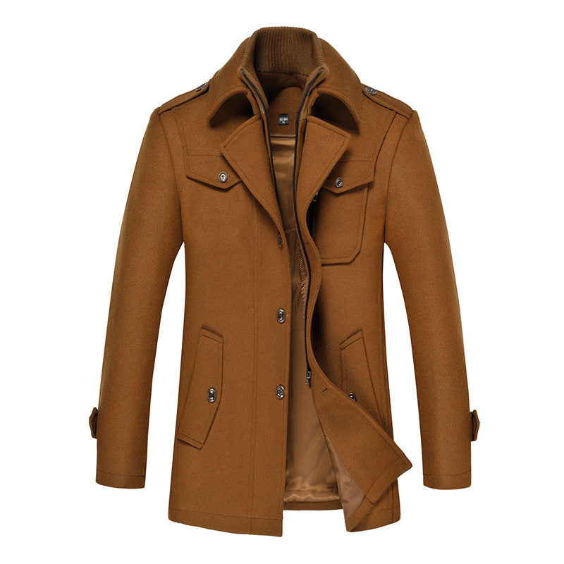 Men's Classic Double-Breasted Overcoat with Relaxed Fit - 3 - Stylewhipped