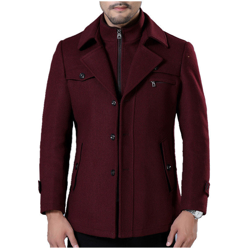 Men's Classic Double-Breasted Overcoat with Relaxed Fit - 4 - Stylewhipped