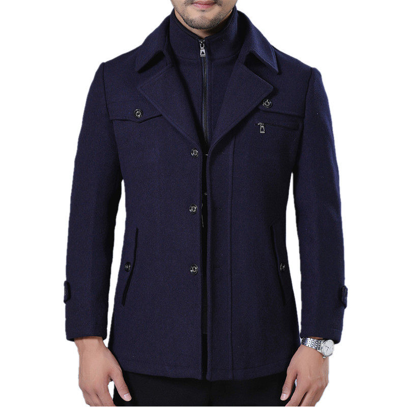 Men's Classic Double-Breasted Overcoat with Relaxed Fit - 5 - Stylewhipped