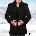 Men's Classic Double-Breasted Overcoat with Relaxed Fit - 6 - Stylewhipped