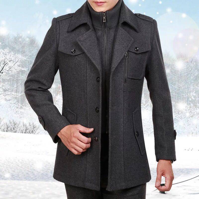 Men's Classic Double-Breasted Overcoat with Relaxed Fit - 8 - Stylewhipped