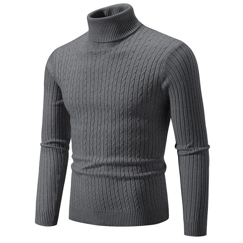 Stylish Men's High Collar Slim Fit Pullover - 1 - Stylewhipped