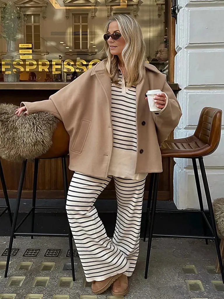 Jachetă oversized din lână cu guler clasic | M&R - 3 - Modariox