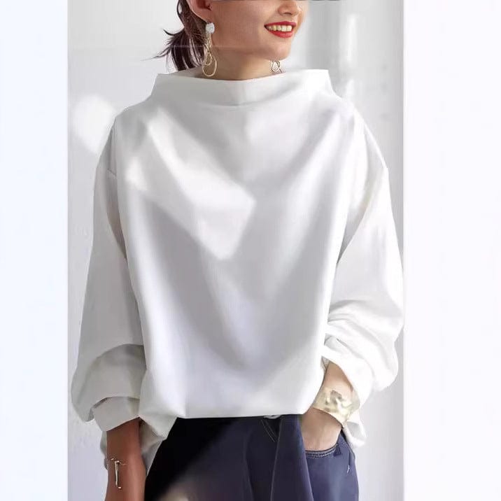 Women's Elegant Fold Collar Sweater with Relaxed Fit | D&S