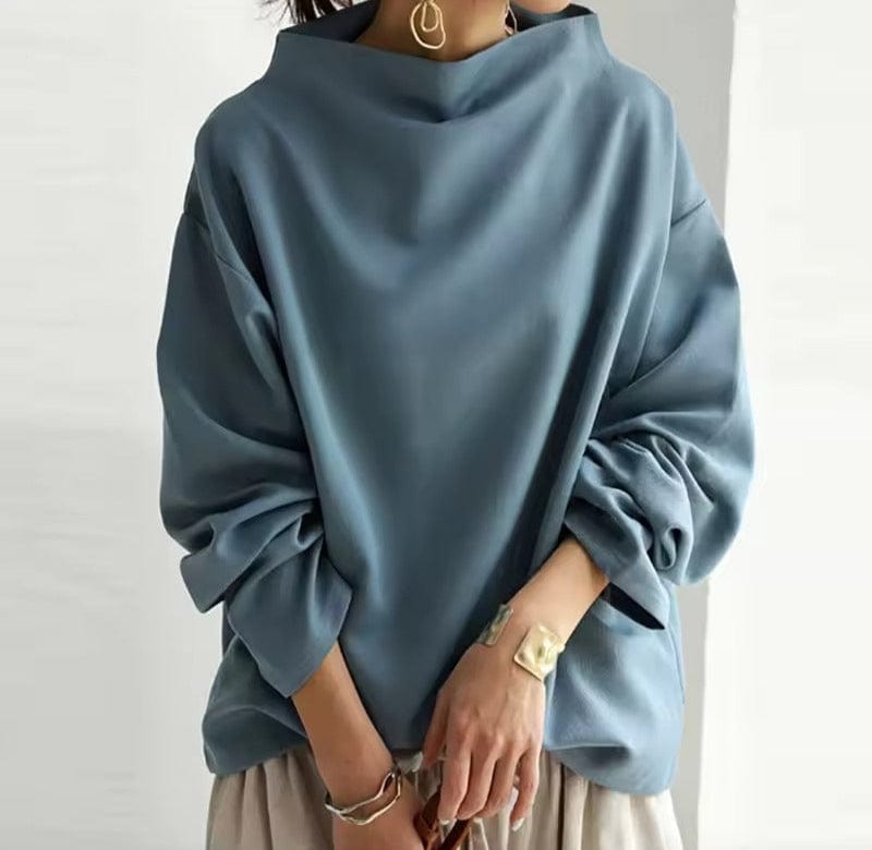 Women's Elegant Fold Collar Sweater with Relaxed Fit | D&S