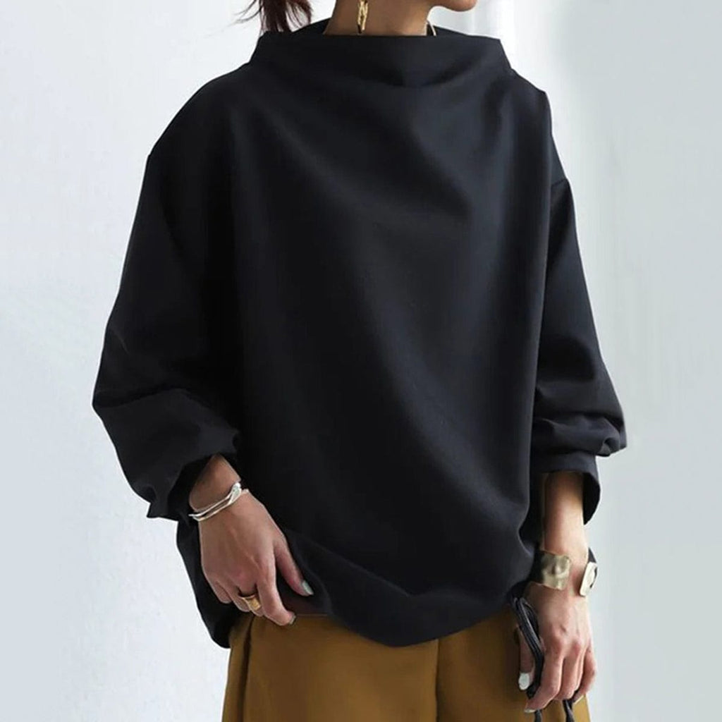 Women's Elegant Fold Collar Sweater with Relaxed Fit | D&S