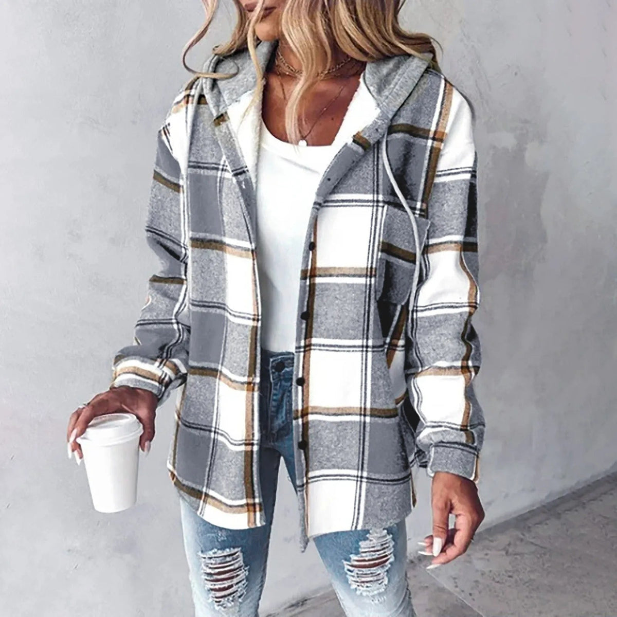 Olivia – Women's Hooded Button-Front Shirt Jacket