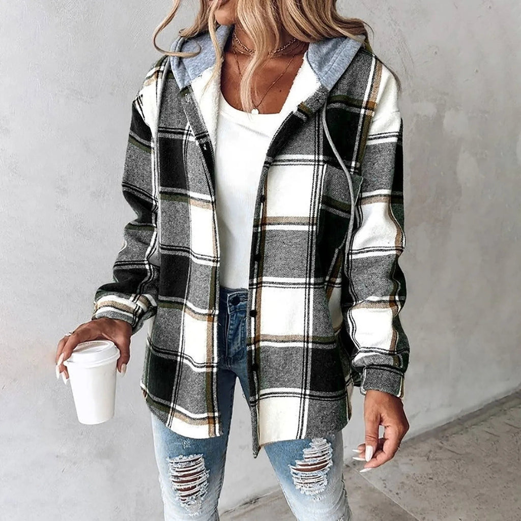 Olivia – Women's Hooded Button-Front Shirt Jacket