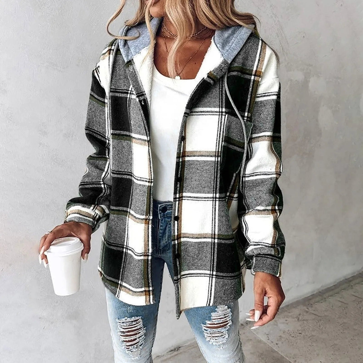 Olivia – Women's Hooded Button-Front Shirt Jacket