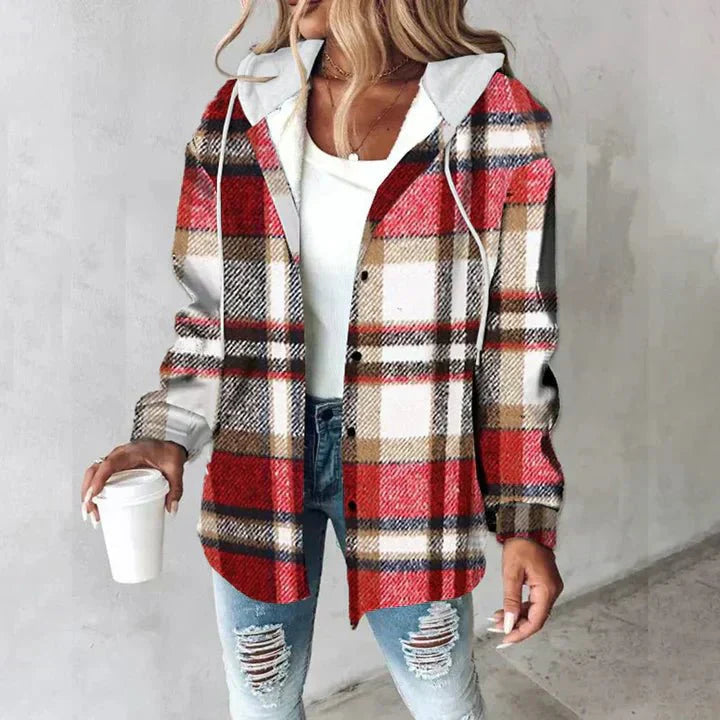 Olivia – Women's Hooded Button-Front Shirt Jacket