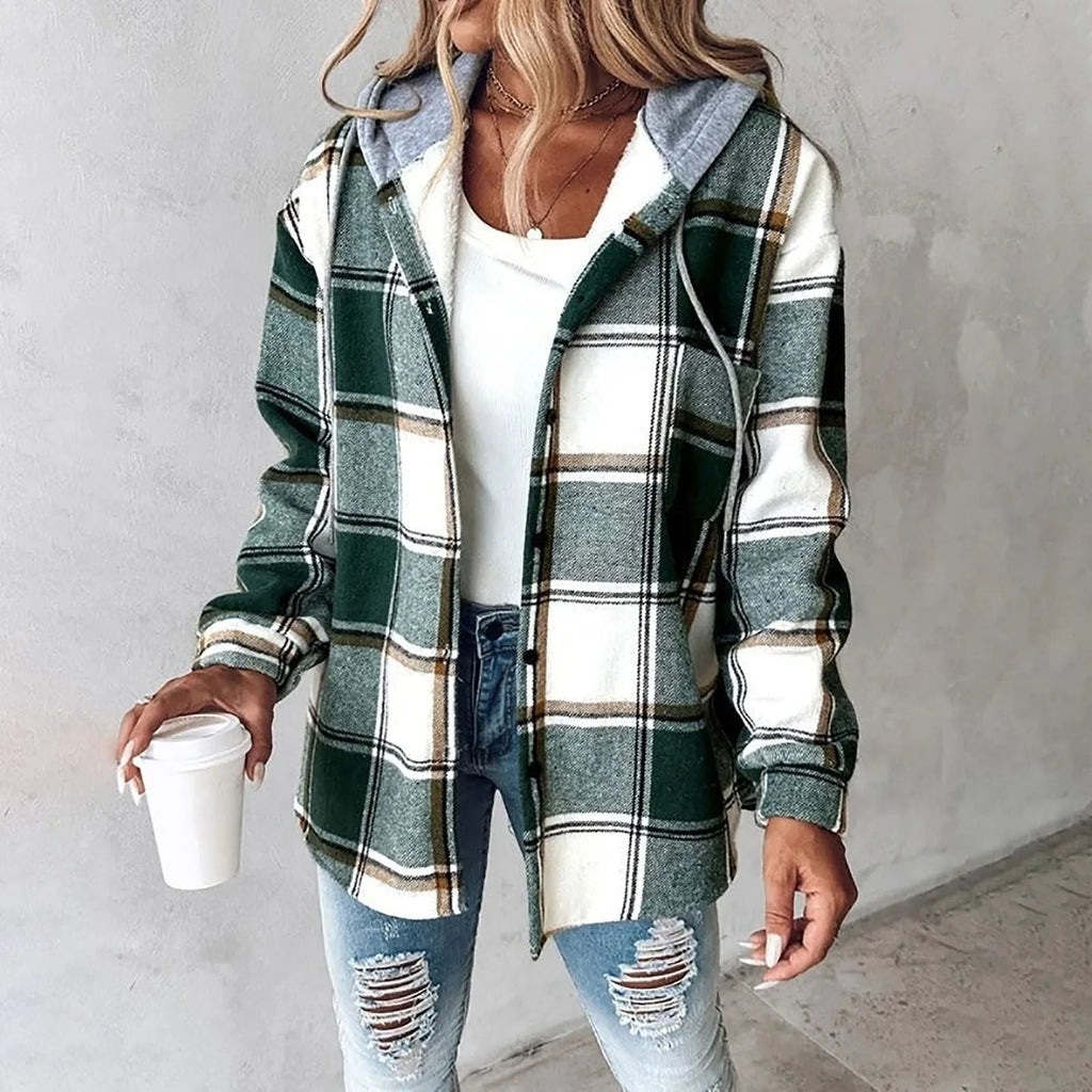 Olivia – Women's Hooded Button-Front Shirt Jacket