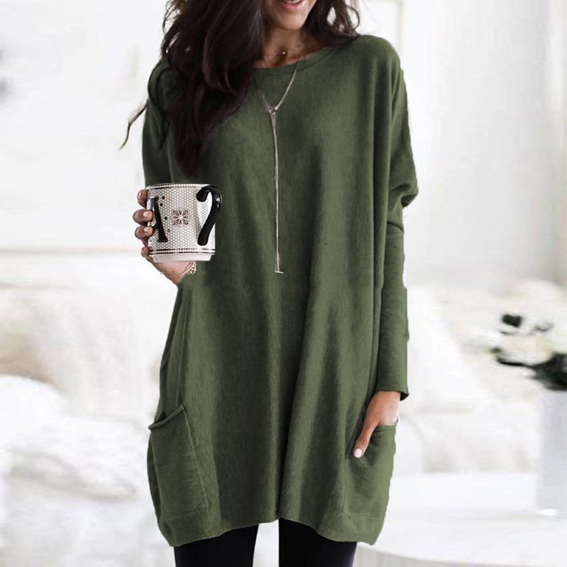 Oversized Women's Jacket with Pockets and Round Neckline - Image 1