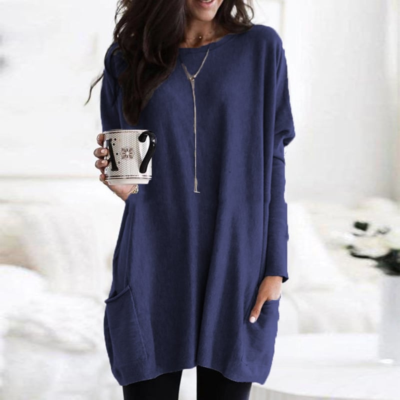 Oversized Women's Jacket with Pockets and Round Neckline - Image 11